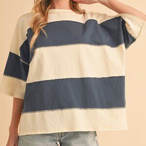 Navy Color Block Top